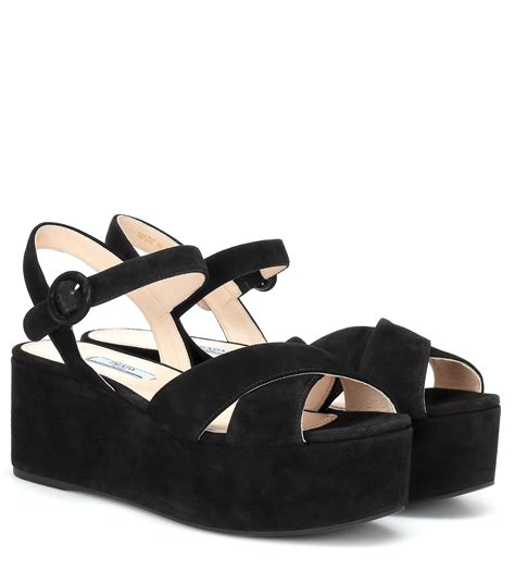 prada platform sandals suede|prada studded pony skin sandals.